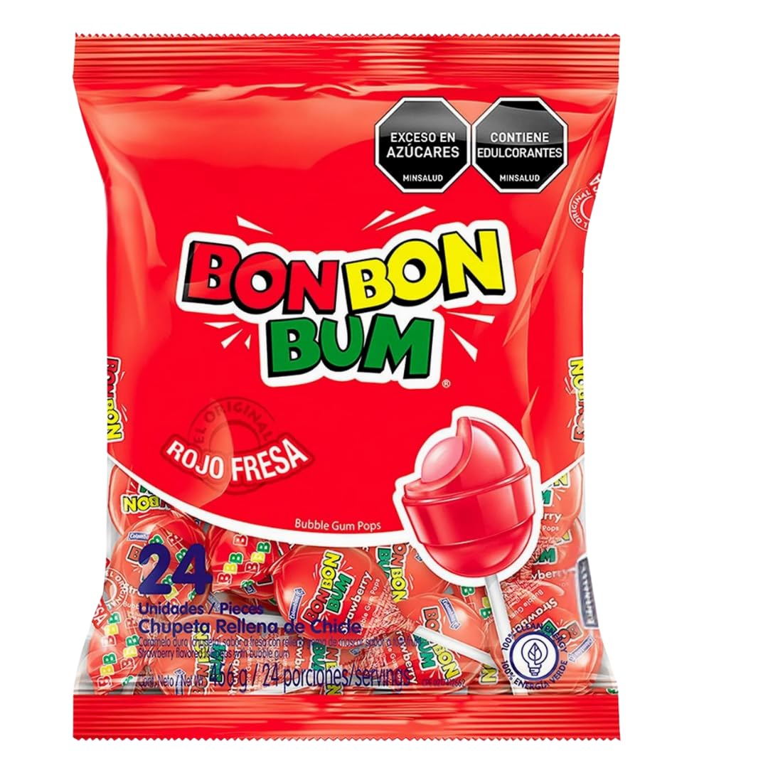 Amazon.com : Bon Bon Bum – Fruity Lollipop with Bubble Gum center